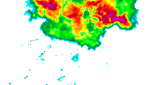 Radar overlay showing the rain areas