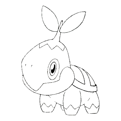 The black lines in the Turtwig drawing with other colours removed